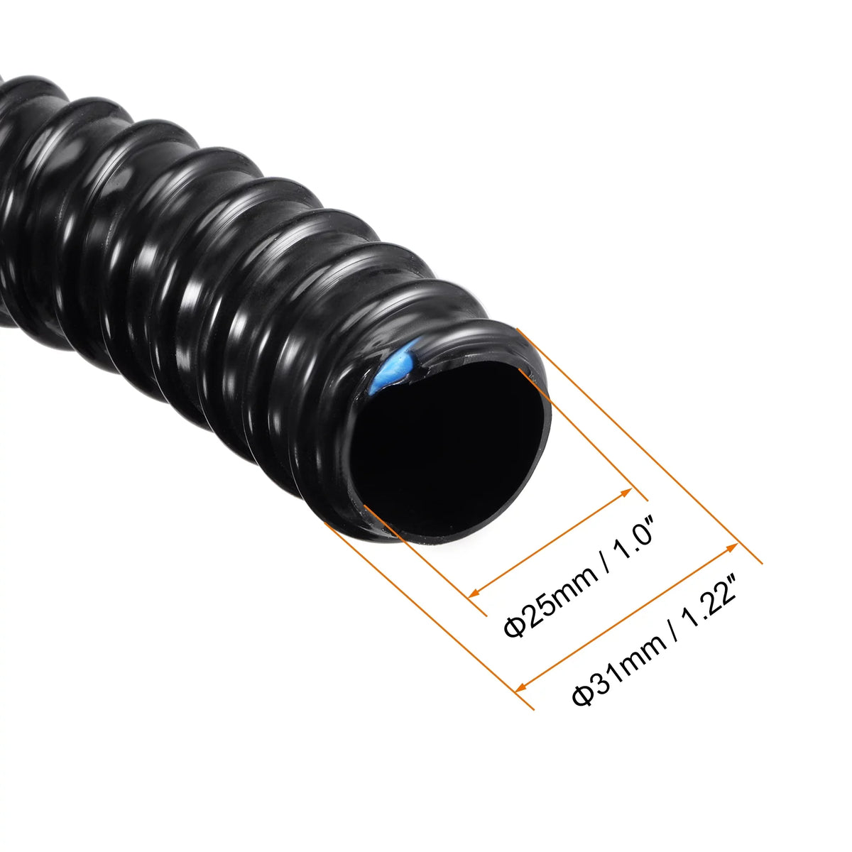 1 Inch ID Corrugated Pond Tubing Black PVC Tube Aquarium Hose, 10ft - Perfect for your project