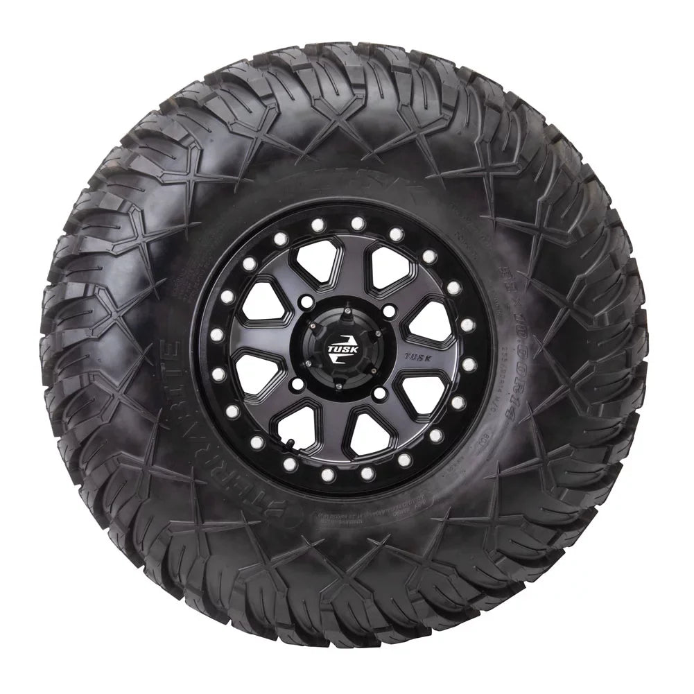 (4 Pack) 4/156 Tusk Uinta Beadlock Wheel 14X7 4.0 + 3.0 Gunmetal/black For Yamaha Wolverine Rmax 4 1000 R-Spec 2022